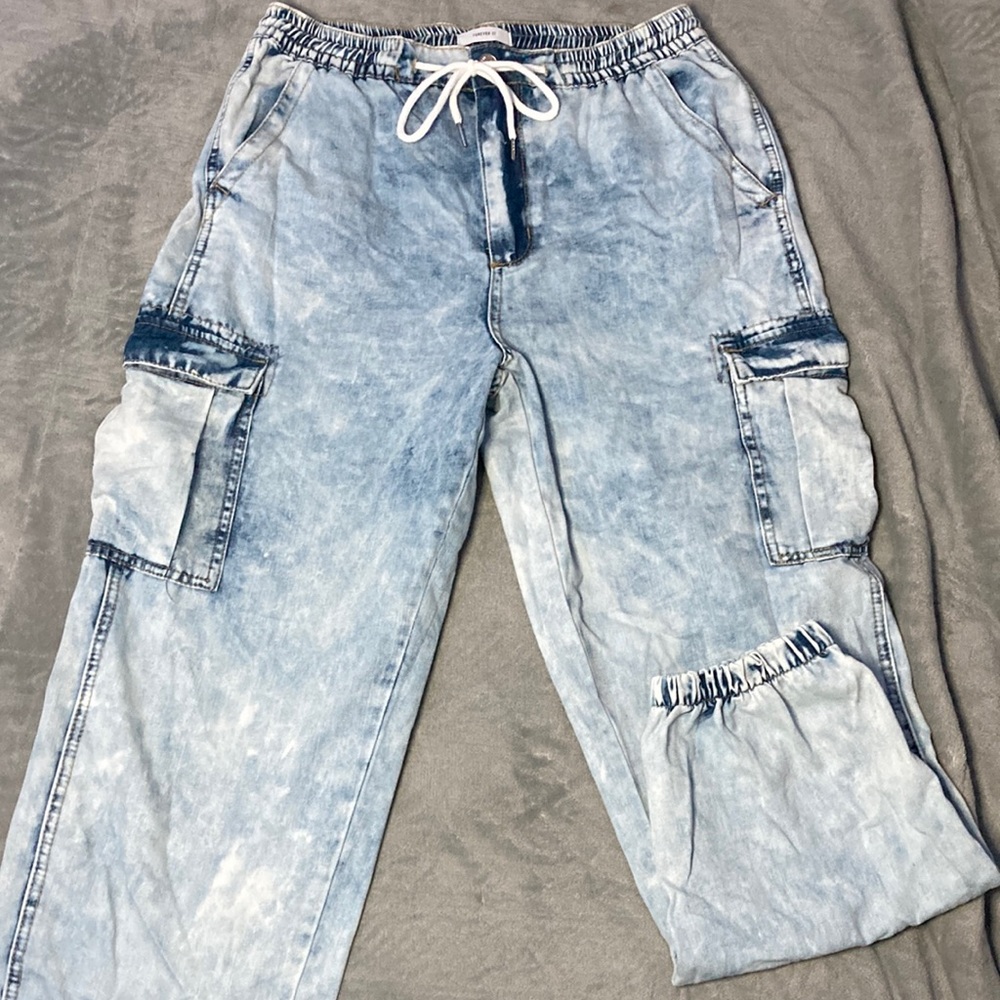 Forever 21 Cuffed Drawstring Denim Pants